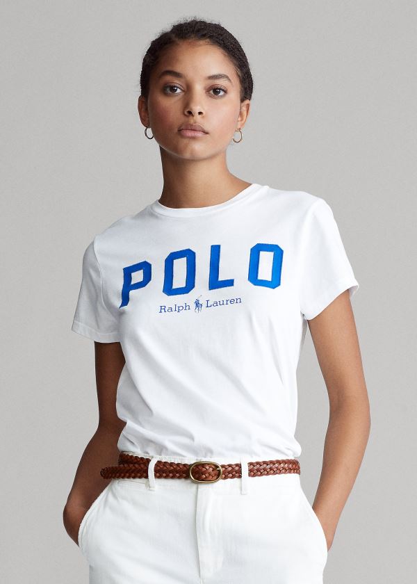 Koszulki Ralph Lauren Polo Cotton Tee Damskie Białe | IWJT3446