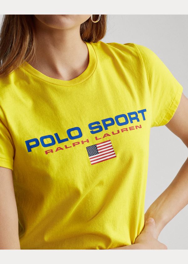 Koszulki Ralph Lauren Polo Sport Crewneck Tee Damskie Żółte | WDUP8523