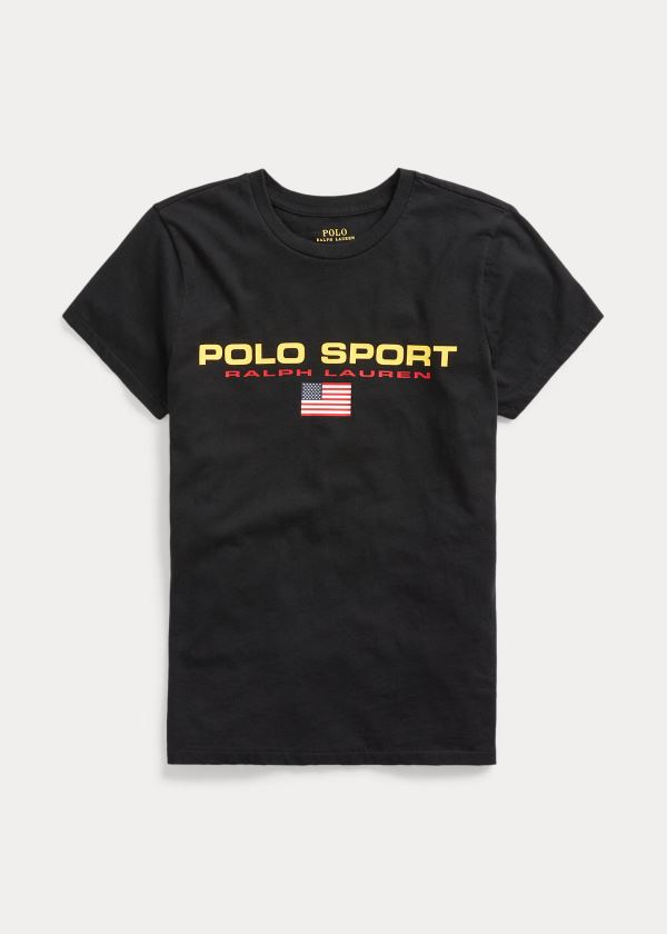 Koszulki Ralph Lauren Polo Sport Crewneck Tee Damskie Czarne | JORL9062