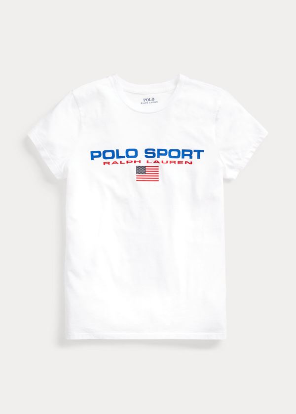 Koszulki Ralph Lauren Polo Sport Crewneck Tee Damskie Białe | RUAW0545