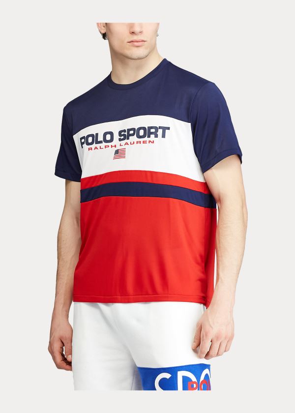 Koszulki Ralph Lauren Polo Sport Performance T-Shirt Męskie Czerwone Kolorowe | VBRF6694