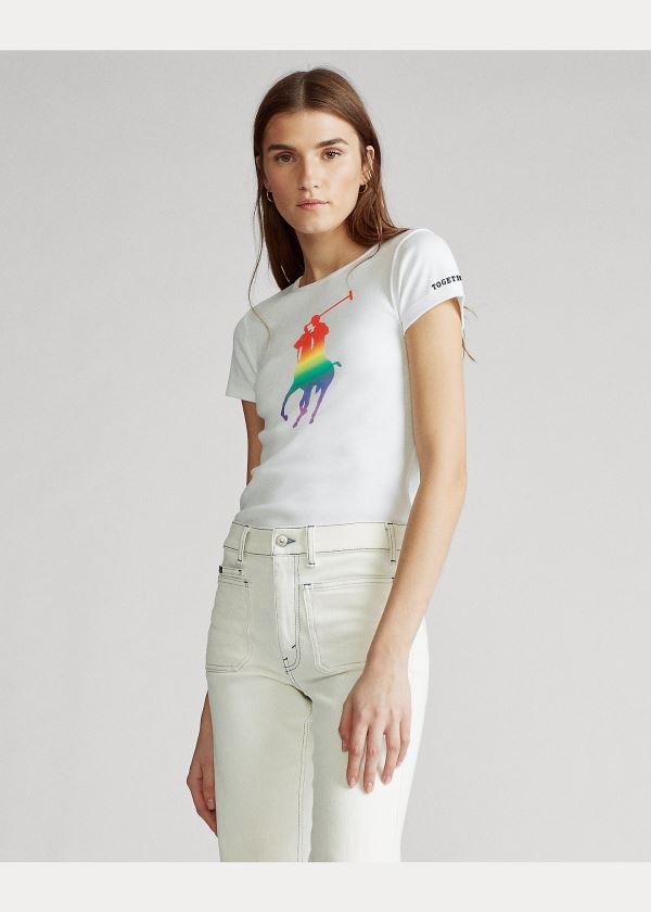 Koszulki Ralph Lauren Pride Big Pony Cotton Tee Męskie Białe | OECT0634