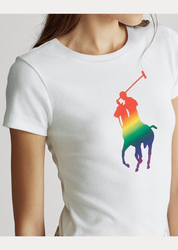 Koszulki Ralph Lauren Pride Big Pony Cotton Tee Męskie Białe | OECT0634