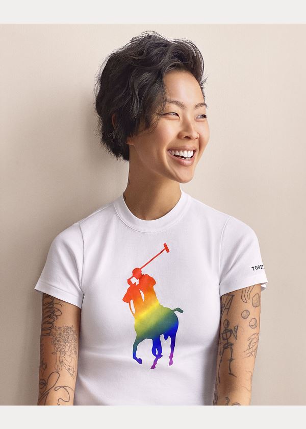 Koszulki Ralph Lauren Pride Big Pony Cotton Tee Męskie Białe | OECT0634