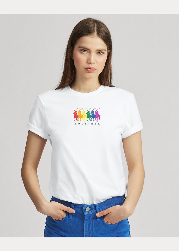 Koszulki Ralph Lauren Pride Cotton Graphic Tee Męskie Białe | TIUM7901