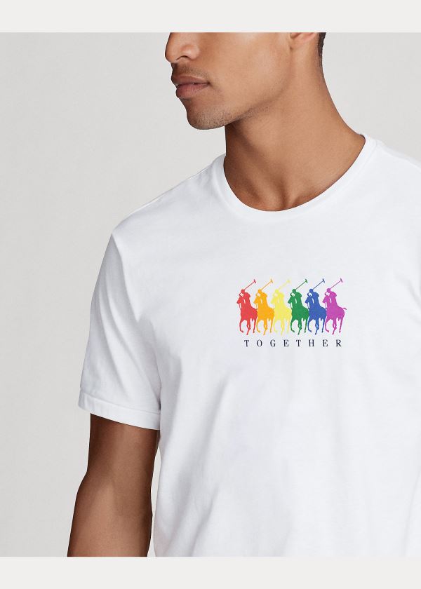 Koszulki Ralph Lauren Pride Cotton Graphic Tee Męskie Białe | TIUM7901