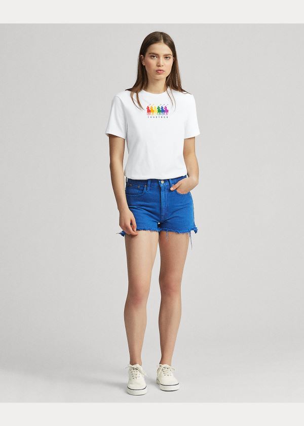 Koszulki Ralph Lauren Pride Cotton Graphic Tee Męskie Białe | TIUM7901