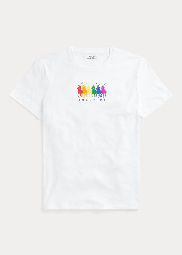 Koszulki Ralph Lauren Pride Cotton Graphic Tee Męskie Białe | TIUM7901