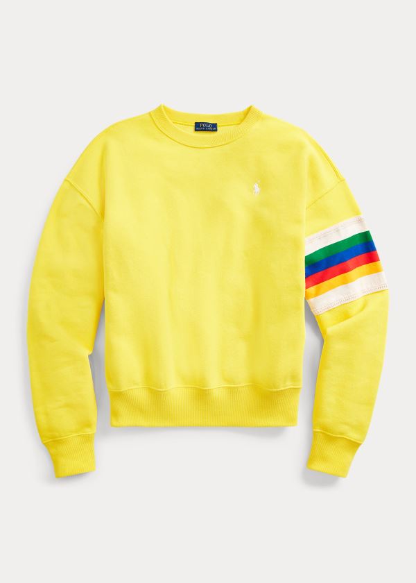 Koszulki Ralph Lauren Rainbow-Trim Fleece Sweatshirt Damskie Cytrynowy | DCEP7929