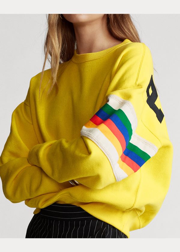 Koszulki Ralph Lauren Rainbow-Trim Fleece Sweatshirt Damskie Cytrynowy | DCEP7929