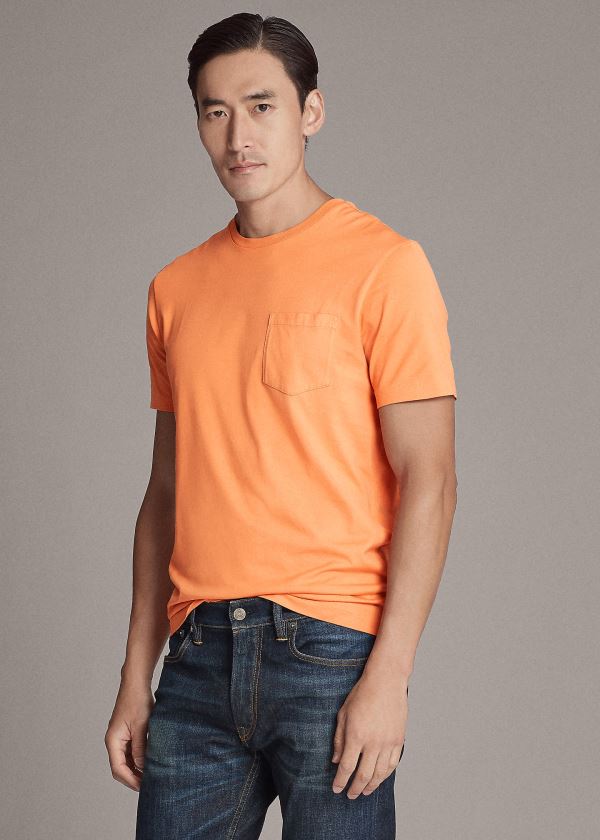 Koszulki Ralph Lauren Relaxed Fit Pocket T-Shirt Męskie Pomarańczowe | FDJQ0335