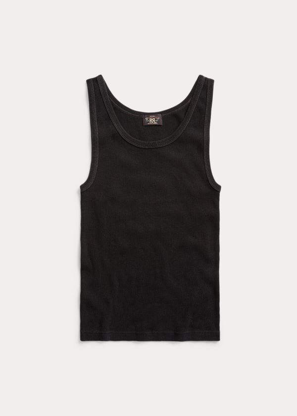 Koszulki Ralph Lauren Rib-Knit Cotton Tank Damskie Czarne | BCBS4713