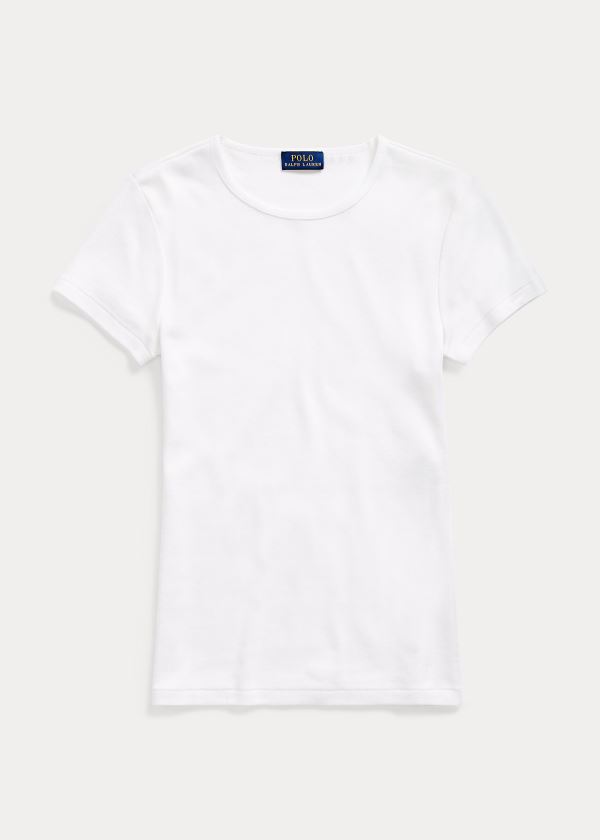 Koszulki Ralph Lauren Short-Sleeve Crewneck T-Shirt Damskie Białe | YHXW2764