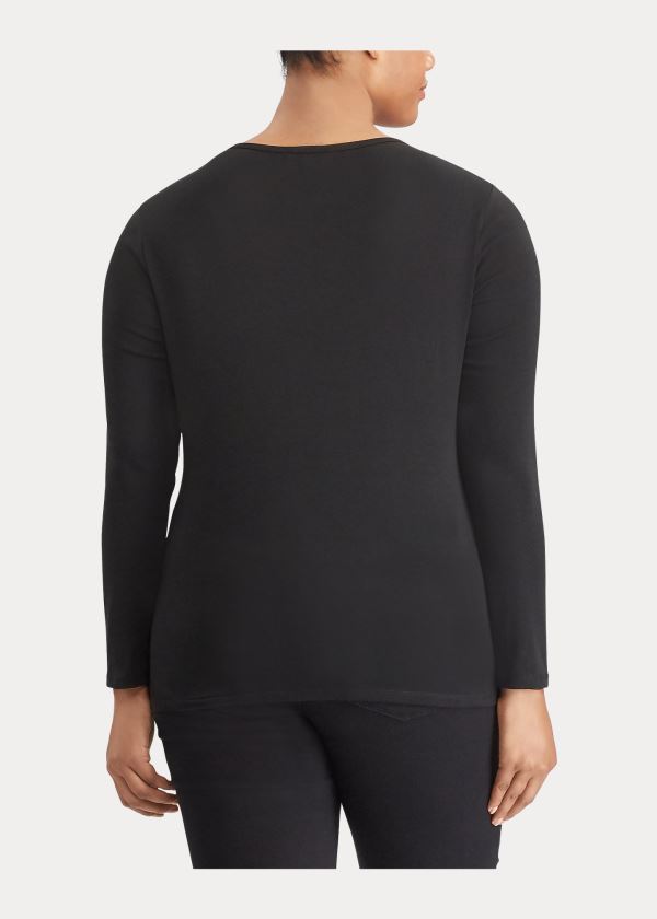 Koszulki Ralph Lauren Stretch Long-Sleeve Tee Damskie Czarne | SFDS8675