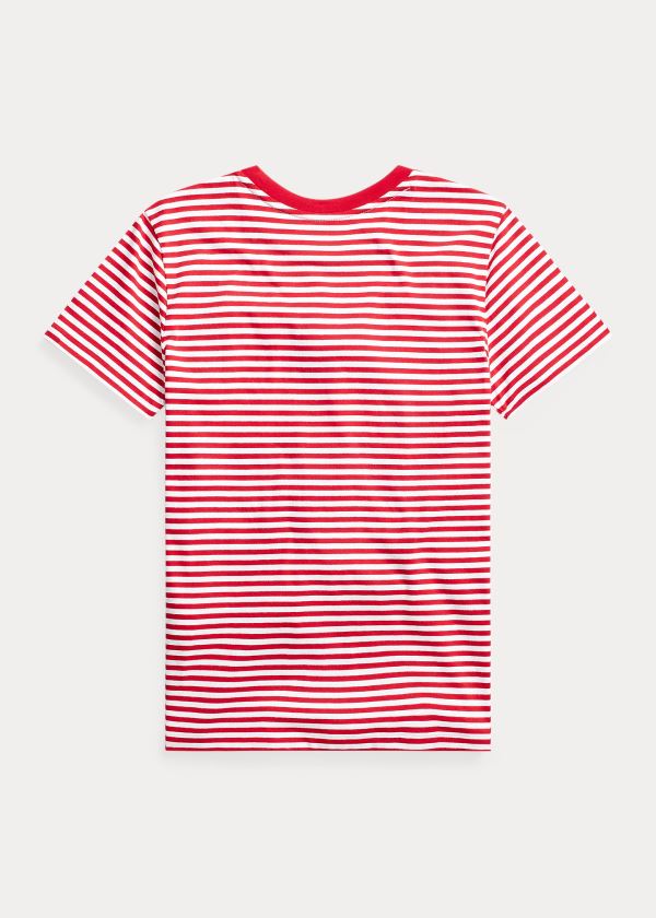 Koszulki Ralph Lauren Striped Cotton Jersey Tee Damskie Czerwone Białe | CRLH3673