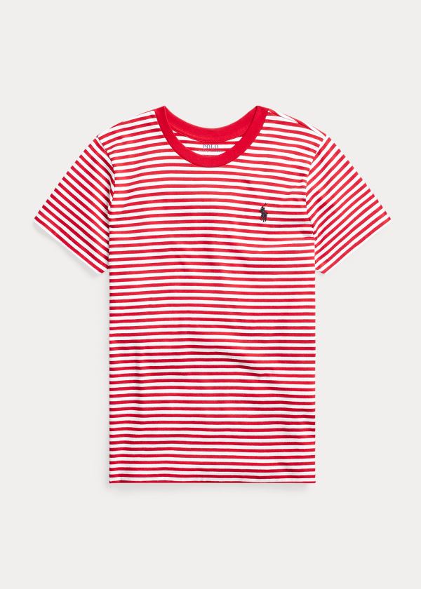 Koszulki Ralph Lauren Striped Cotton Jersey Tee Damskie Czerwone Białe | CRLH3673