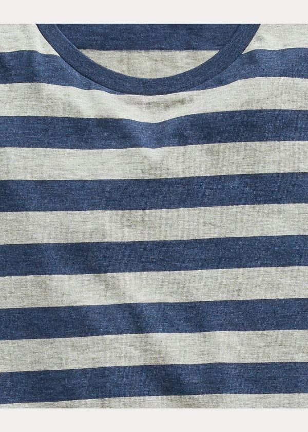 Koszulki Ralph Lauren Striped Lisle T-Shirt Męskie Niebieskie Szare | PYHQ3952