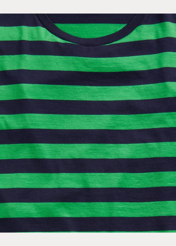 Koszulki Ralph Lauren Striped Lisle T-Shirt Męskie Zielone Granatowe | RVJF8452