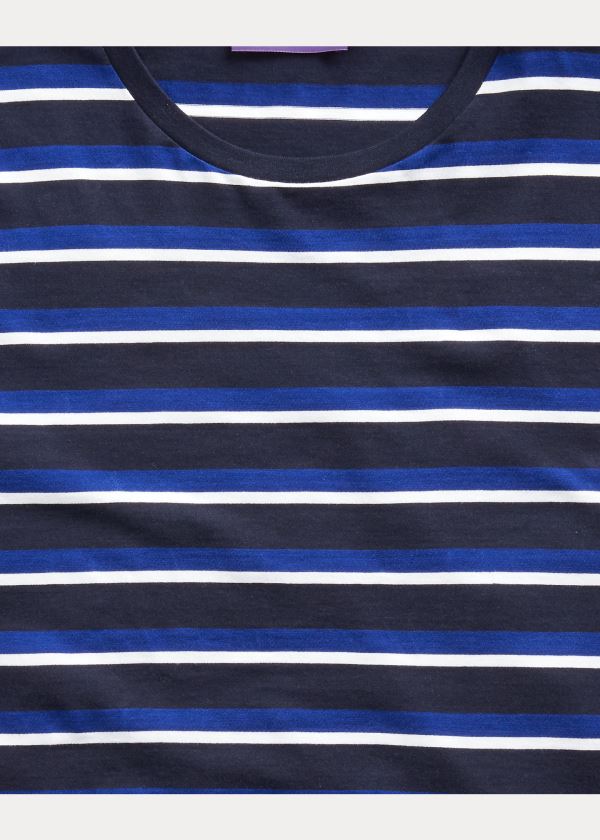 Koszulki Ralph Lauren Striped Lisle T-Shirt Męskie Granatowe Kolorowe | WNXX1232