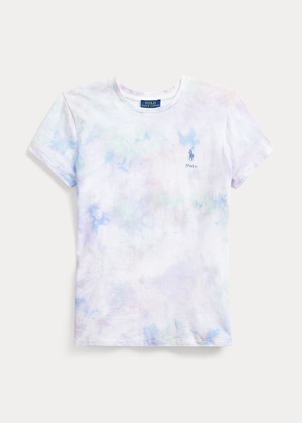 Koszulki Ralph Lauren Tie-Dye Jersey Tee Damskie Białe Kolorowe | MNFW7972