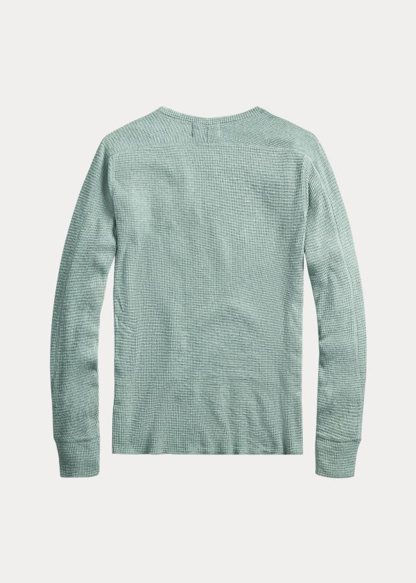 Koszulki Ralph Lauren Waffle-Knit Crewneck Męskie Oliwkowe | QKLT8191