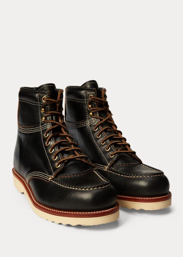 Kozaki Ralph Lauren Brunel Leather Work Boot Męskie Czarne | SCFB2786