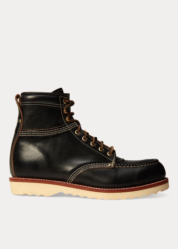 Kozaki Ralph Lauren Brunel Leather Work Boot Męskie Czarne | SCFB2786