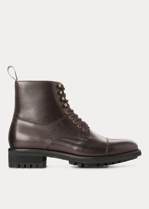 Kozaki Ralph Lauren Bryson Cap-Toe Leather Boot Męskie Ciemny Brązowe | QZMQ8909