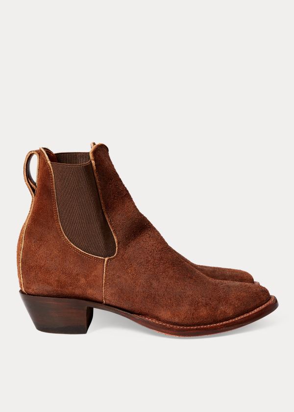 Kozaki Ralph Lauren Chelsea Plainview Suede Boot Damskie Brązowe | JBKD8770