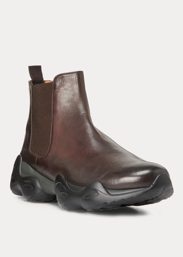 Kozaki Ralph Lauren Gradey Calfskin Boot Męskie Ciemny Brązowe | CUZF1852