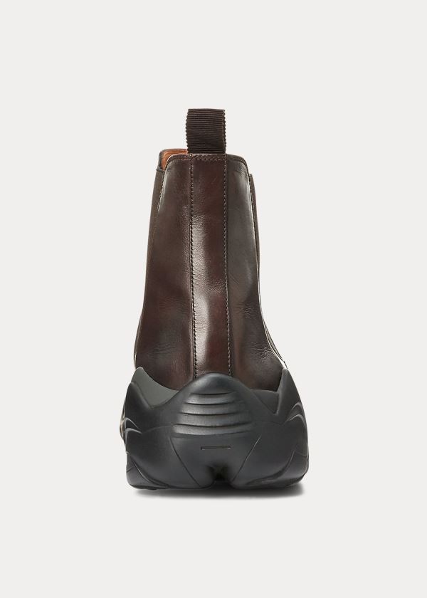 Kozaki Ralph Lauren Gradey Calfskin Boot Męskie Ciemny Brązowe | CUZF1852