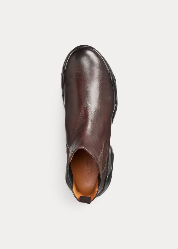 Kozaki Ralph Lauren Gradey Calfskin Boot Męskie Ciemny Brązowe | CUZF1852