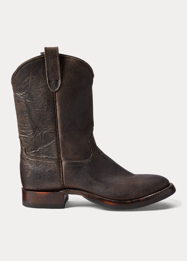 Kozaki Ralph Lauren Leather Boot Męskie Czarne | AWCM0789