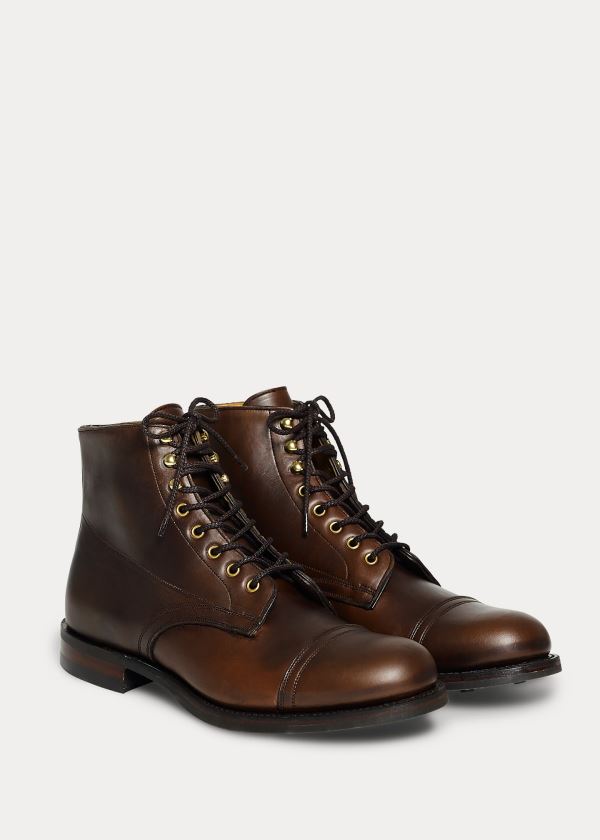 Kozaki Ralph Lauren Livingstone Leather Boot Męskie Brązowe | WQQT8893