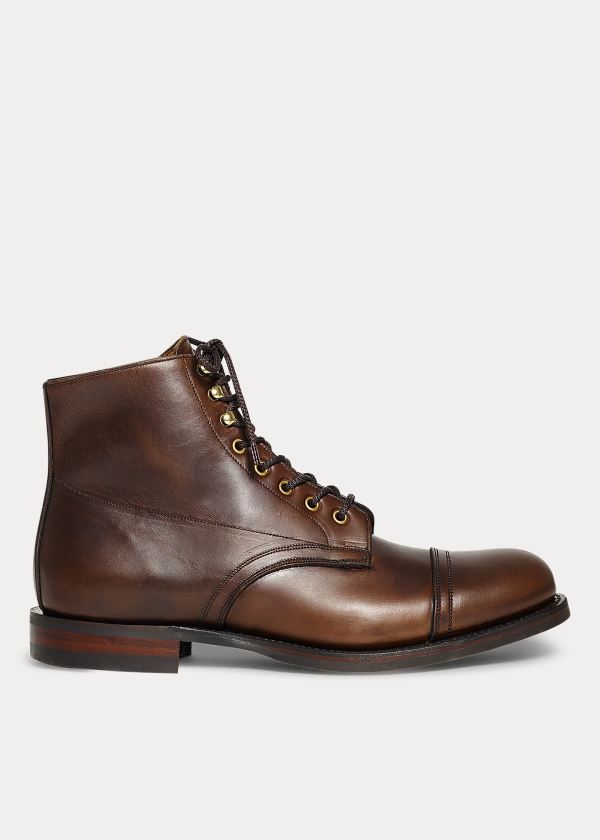 Kozaki Ralph Lauren Livingstone Leather Boot Męskie Brązowe | WQQT8893