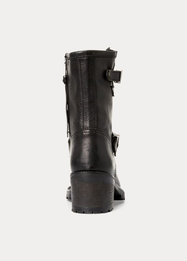 Kozaki Ralph Lauren Payge Vachetta Leather Boot Damskie Czarne | OMWC0708