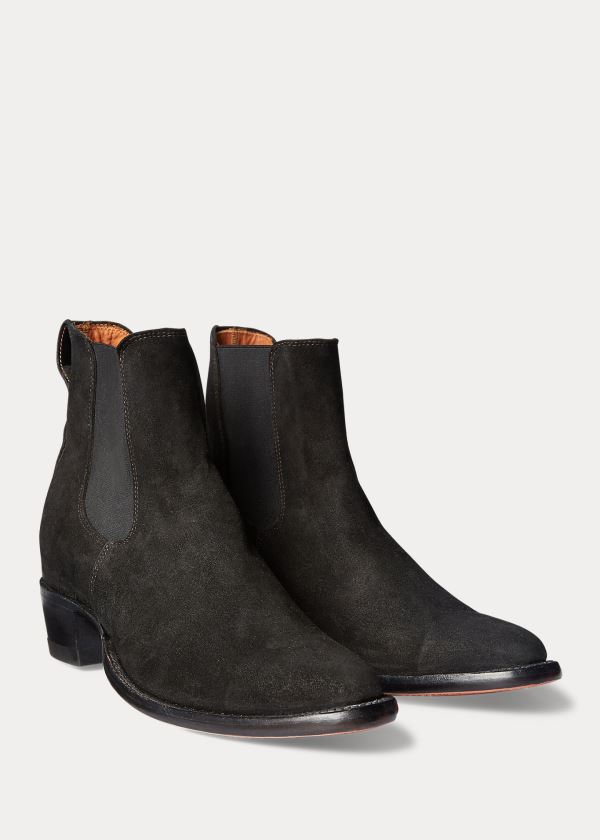 Kozaki Ralph Lauren Plainview Suede Chelsea Boot Męskie Czarne | DWNT8001