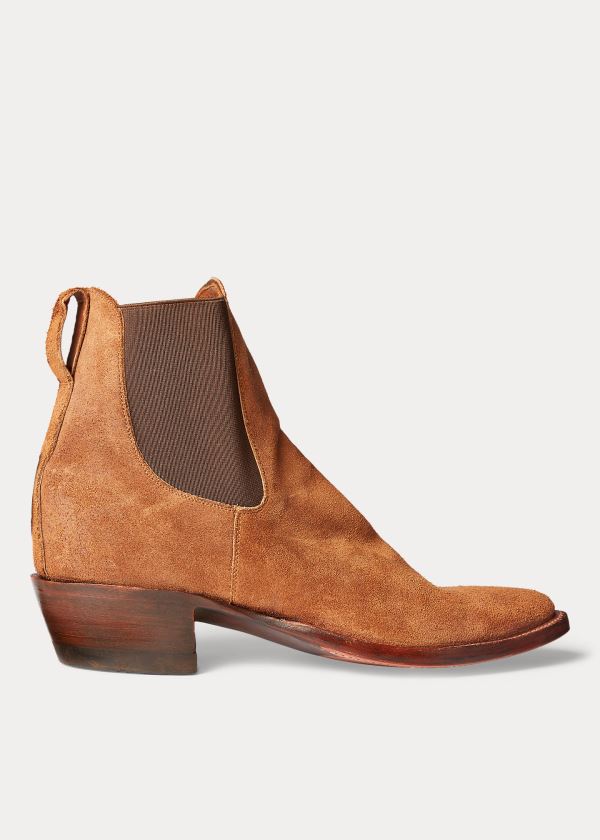 Kozaki Ralph Lauren Plainview Suede Chelsea Boot Męskie Brązowe | GVNK1471