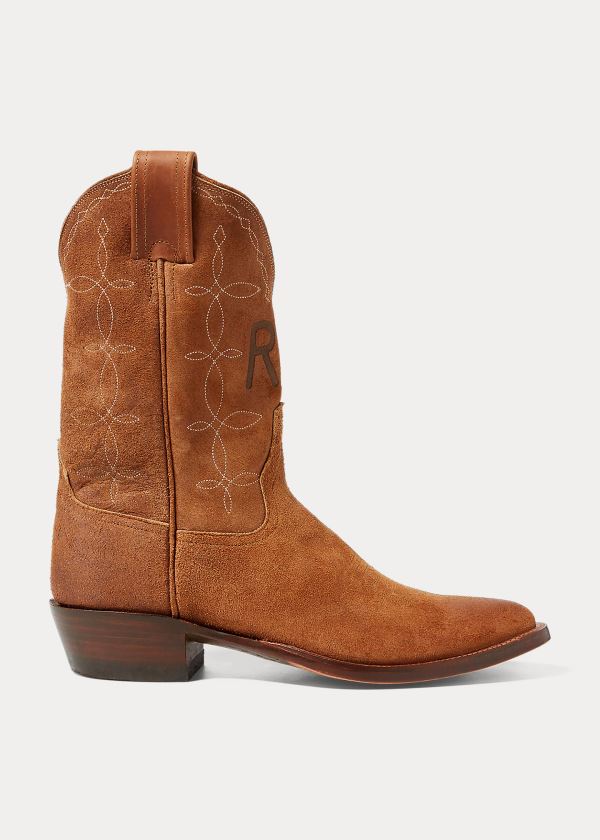 Kozaki Ralph Lauren Plainview Suede Cowboy Boot Męskie Brązowe | CYBM9287