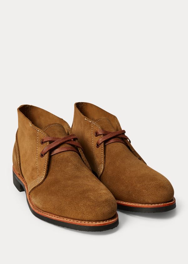 Kozaki Ralph Lauren Roughout Suede Boot Męskie Brązowe | EMRW5202