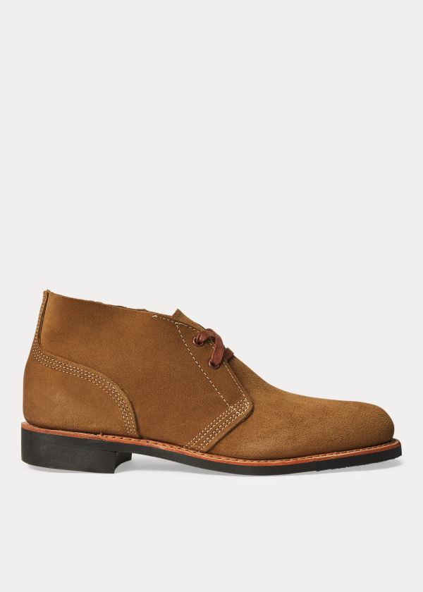 Kozaki Ralph Lauren Roughout Suede Boot Męskie Brązowe | EMRW5202