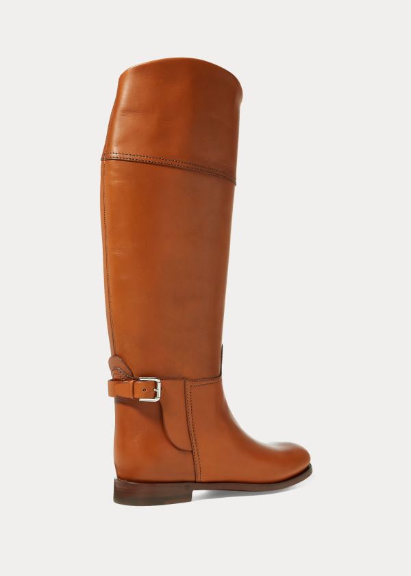 Kozaki Ralph Lauren Sallen Calfskin Riding Boot Damskie Brązowe | VERK0664