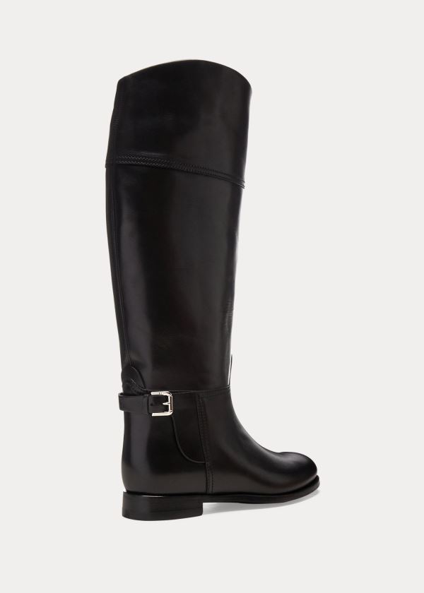 Kozaki Ralph Lauren Sallen Calfskin Riding Boot Damskie Czarne | LOEN0406