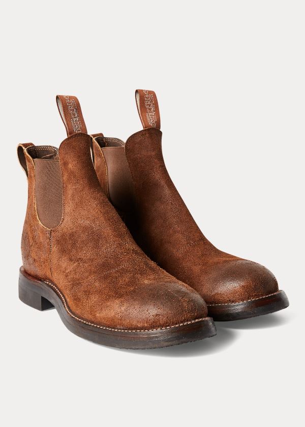 Kozaki Ralph Lauren Suede Chelsea Boot Męskie Brązowe | EDGW9308