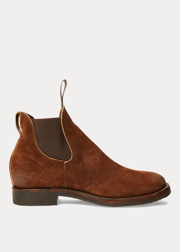 Kozaki Ralph Lauren Suede Chelsea Boot Męskie Brązowe | EDGW9308