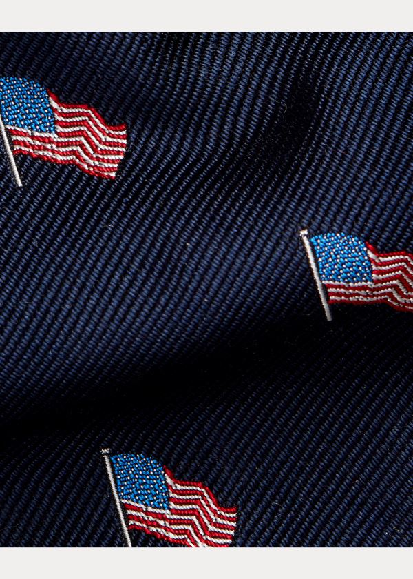 Krawaty Ralph Lauren American Flag Silk Narrow Tie Męskie Granatowe | IOLX1885