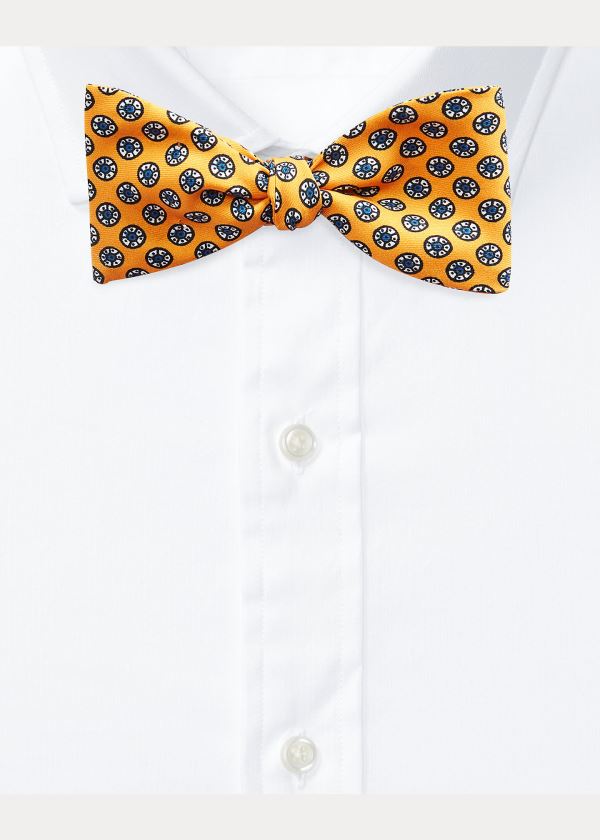 Krawaty Ralph Lauren Block-Print Silk Bow Tie Męskie Żółte | ZWMD7622