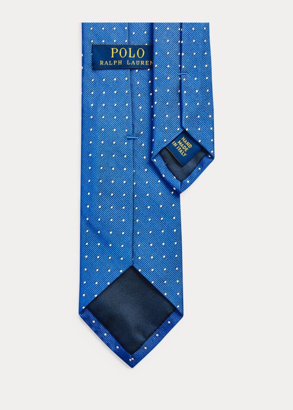 Krawaty Ralph Lauren Dot Silk Repp Narrow Tie Męskie Niebieskie Białe | VKLU5503