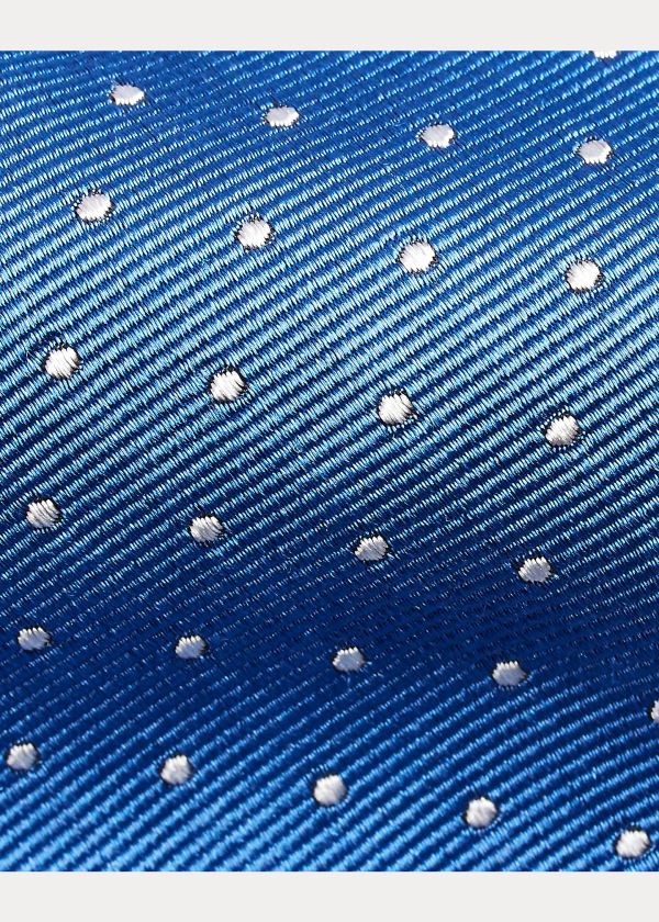 Krawaty Ralph Lauren Dot Silk Repp Narrow Tie Męskie Niebieskie Białe | VKLU5503