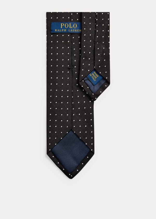 Krawaty Ralph Lauren Dot Silk Repp Narrow Tie Męskie Czarne Białe | SODJ2559